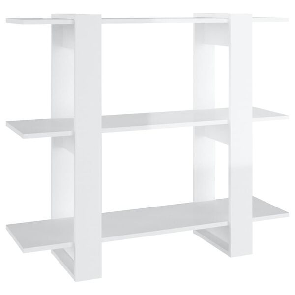 vidaXL Bokhylle/romdeler høyglans hvit 100x30x87 cm