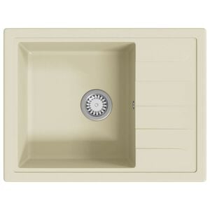 vidaXL Vask med overl&oslash;pshull oval beige granitt