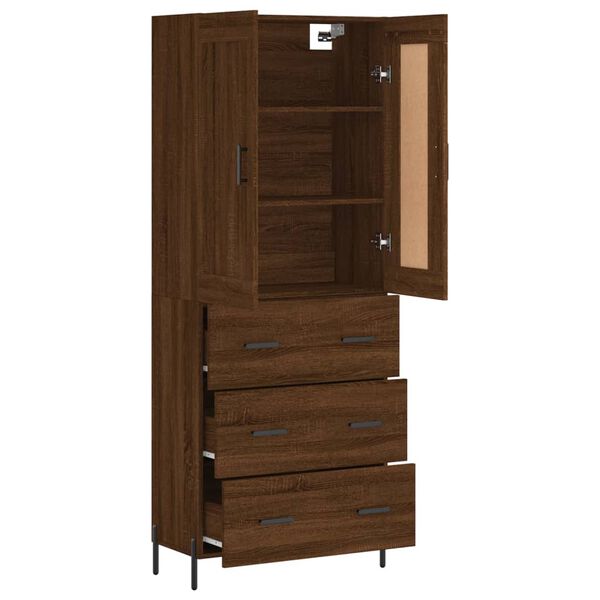 vidaXL Highboard brun eik 69,5x34x180 cm konstruert tre