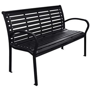 vidaXL Hagebenk svart 116 cm st&aring;l og WPC