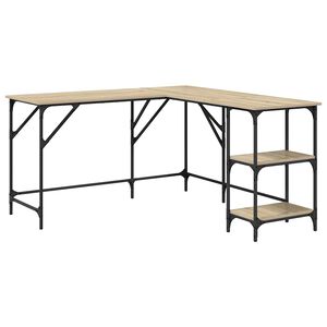 vidaXL Skrivebord sonoma eik 139x139x75 cm konstruert tre
