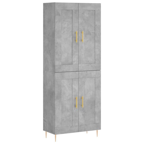 vidaXL Highboard betonggr&aring; 69,5x34x180 cm konstruert tre
