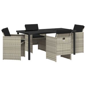 vidaXL Hage Spisegruppe 5 pcs Lysegr&aring; polyrotting