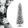 vidaXL Slankt kunstig juletre med flokket sn&oslash; 150 cm PVC og PE