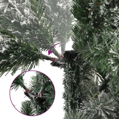 vidaXL Kunstig hengslet juletre med 300 LED flokket snø 240 cm