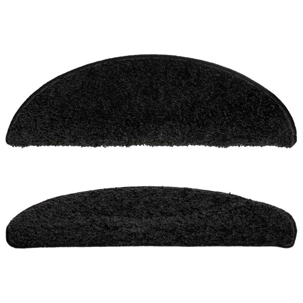 vidaXL Trappematter 10 stk 56x17x3 cm svarte halvrund