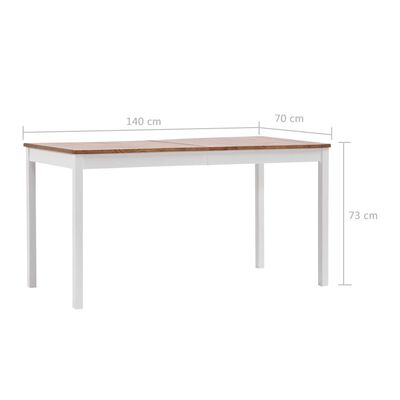 vidaXL Spisebord hvit og brun 140x70x73 cm furu