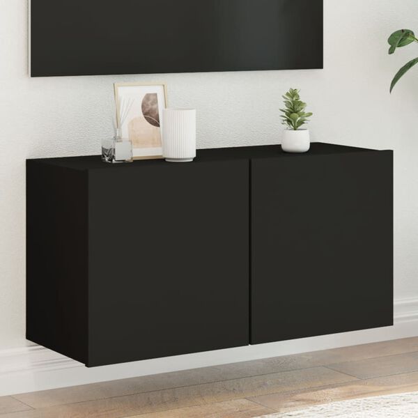 vidaXL Vegghengt TV-benk svart 80x30x41 cm