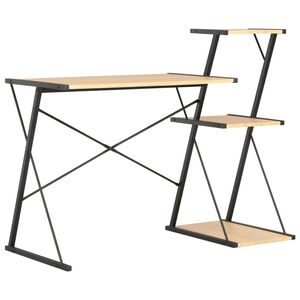 vidaXL Skrivebord med hylle svart og eik 116x50x93 cm