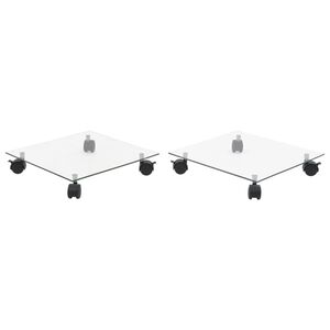 vidaXL Plantetraller 2 stk herdet glass 35x35 cm kvadratisk