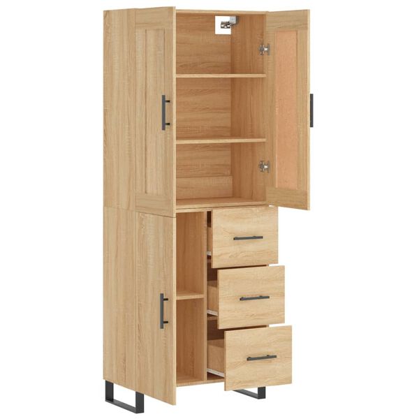 vidaXL Highboard sonoma eik 69,5x34x180 cm konstruert tre