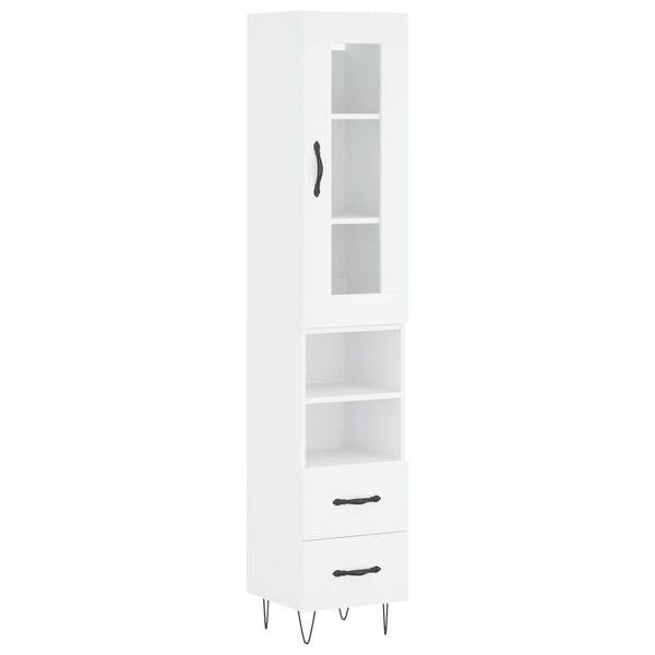 vidaXL Highboard hvit 34,5x34x180 cm konstruert tre