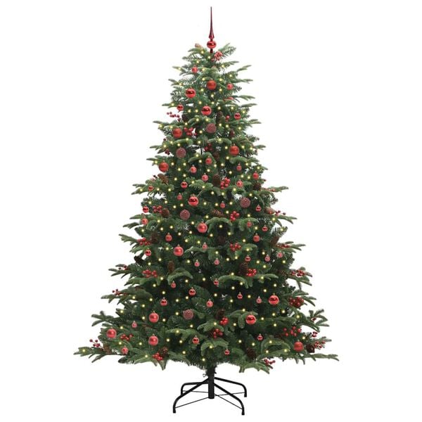 vidaXL Kunstig juletre med 300 LED gr&oslash;nn 210 cm PVC og Metall og Plast
