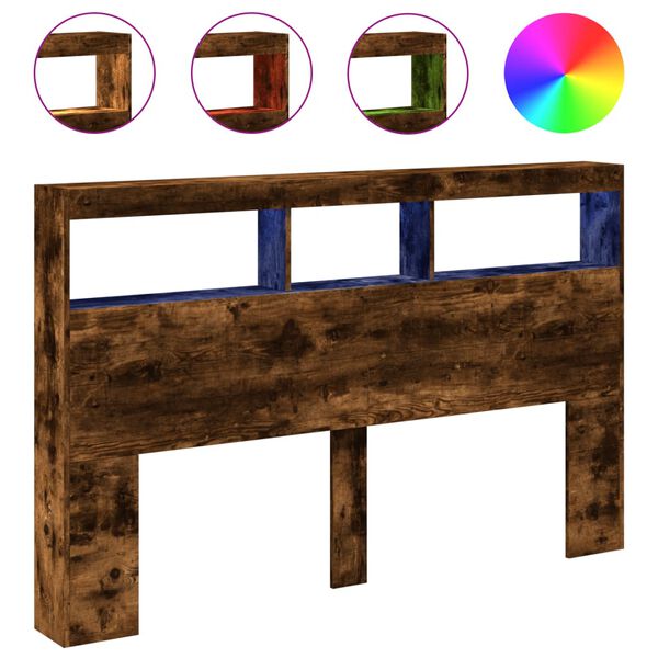 vidaXL Hodegavl skap med LED r&oslash;kt eik 160x17x102 cm