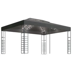 vidaXL Paviljong med LED-lysslynge 3x4 m antrasitt