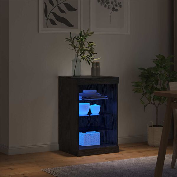 vidaXL LED sideboard Svart Eik 41 x 37 x 67 cm Konstruert tre