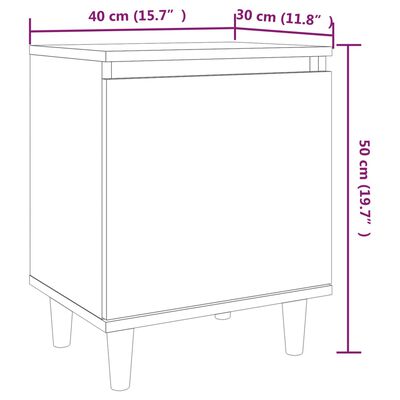 vidaXL Nattbord med ben i heltre brun eik 40x30x50 cm