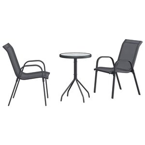 vidaXL Hage Bistro Sett 3 stk. Gr&aring; St&aring;l