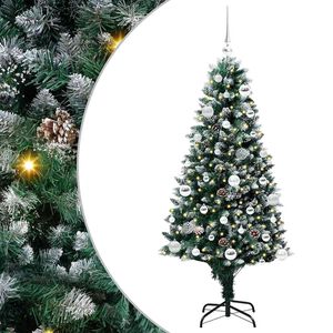 vidaXL Kunstig juletre med 150 LED gr&oslash;nn 150 cm PVC og St&aring;l og Plast