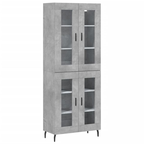 vidaXL Highboard betonggr&aring; 69,5x34x180 cm konstruert tre