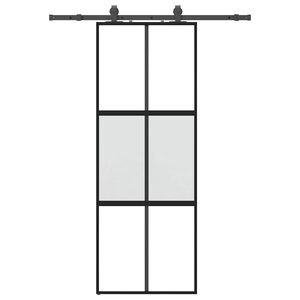 vidaXL Skyvedør med monteringssett svart 76x205 cm herdet glass