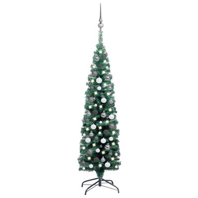 vidaXL Forhåndsbelyst kunstig juletre med kulesett grønn 150 cm