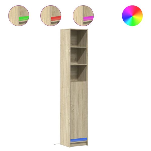 vidaXL Skjenk med LED sonoma eik 36x32,5x200 cm konstruert tre