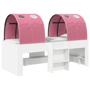 vidaXL Seng med tunnel 3 stk. Hvit og rosa Konstruert tre