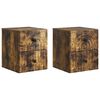 vidaXL Vegghengt Nattbord med skuff 2 pcs R&oslash;kt Eik 33 x 34,5 x 40 cm