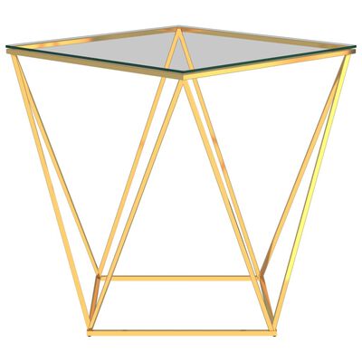 vidaXL Salongbord gull og gjennomsiktig 50x50x55 cm rustfritt stål