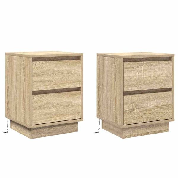 vidaXL Nattbordskap 2 pcs Sonoma eik 39 x 34,5 x 50 cm Konstruert tre