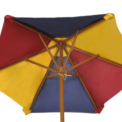 vidaXL Barns piknikbord med benker og parasoll flerfarget tre