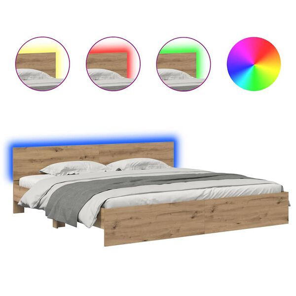 vidaXL Sengestamme Artisan Eik 200 x 200 cm Konstruert tre