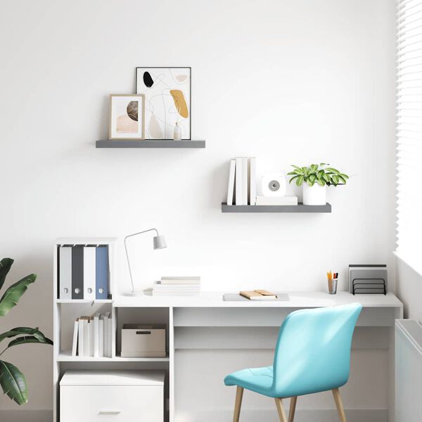 vidaXL Flytende vegghyller 2 stk gr&aring; 60x23,5x3,8 cm MDF
