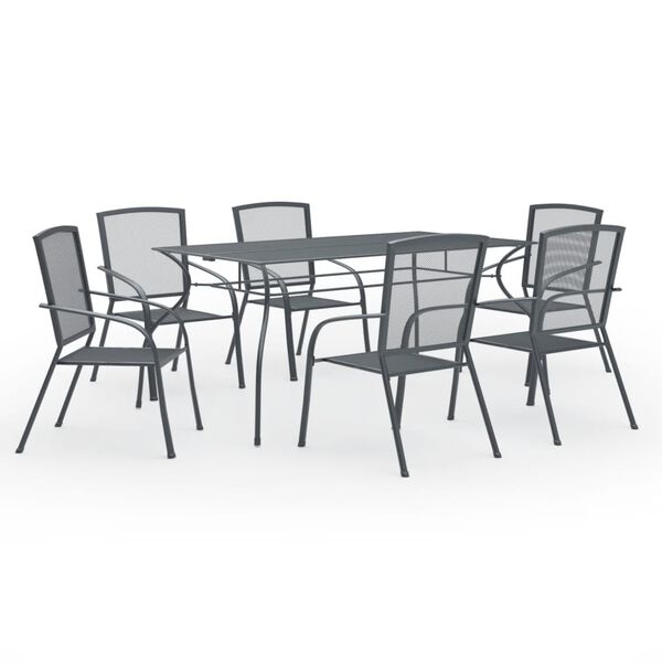 vidaXL Utend&oslash;rs spisestue 7 deler st&aring;l antrasitt