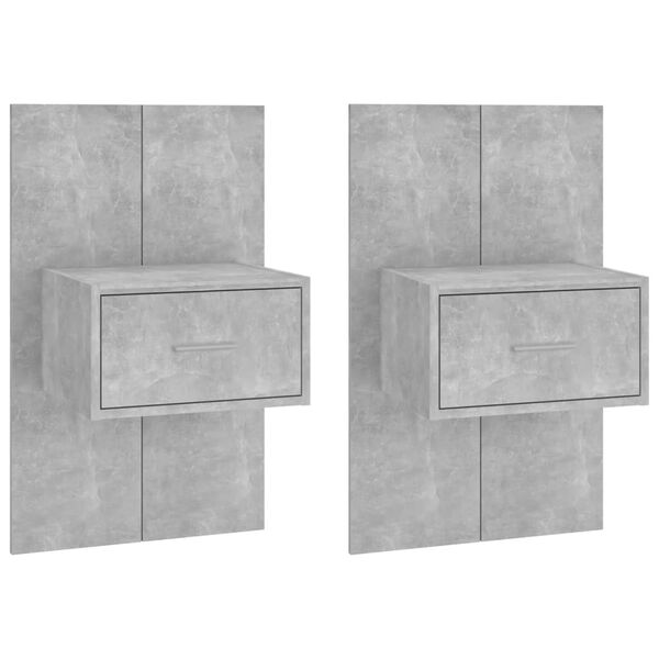 vidaXL Veggmonterte nattbord 2 stk betonggr&aring;