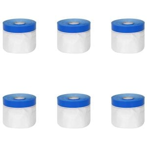 vidaXL Maskeringsfilm med limtape 6 stk. Transparent og bl&aring;