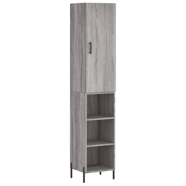 vidaXL Highboard gr&aring; sonoma 34,5x34x180 cm konstruert tre