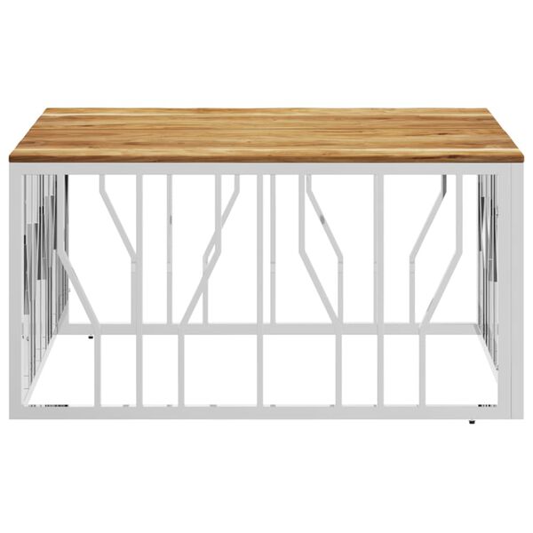 vidaXL Salongbord s&oslash;lv rustfritt st&aring;l og heltre akasie