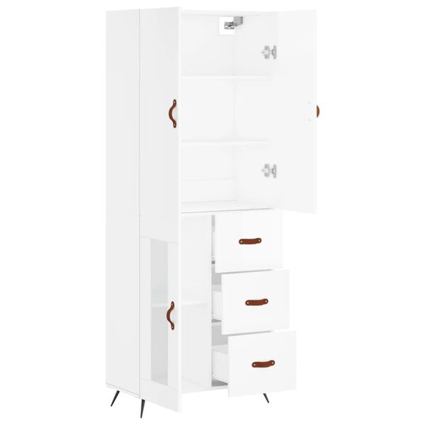 vidaXL Highboard hvit 69,5x34x180 cm konstruert tre
