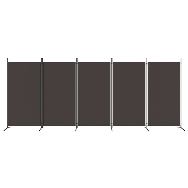 vidaXL Romdeler med 5 paneler brun 433x180 cm stoff