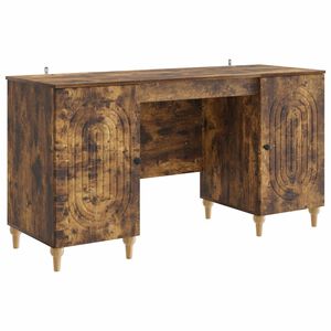 vidaXL Skrivebord med hylle R&oslash;kt Eik 142,5 x 50 x 75 cm Konstruert tre