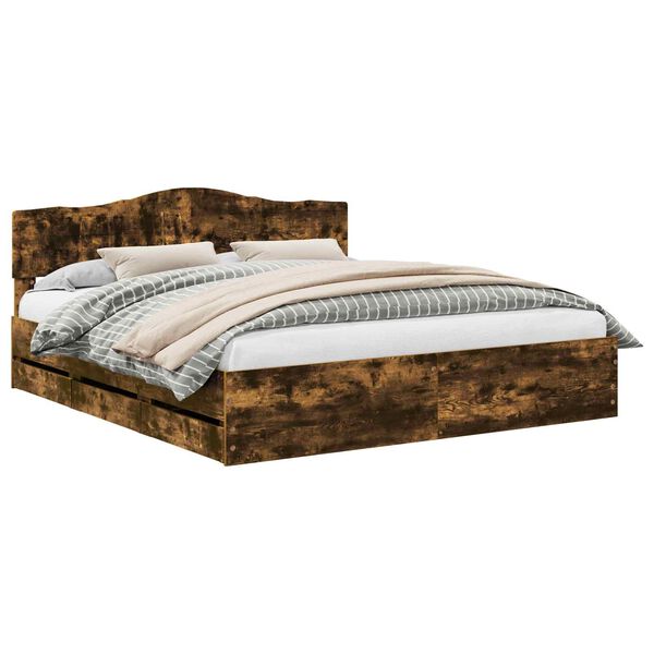 vidaXL Sengestamme med skuff R&oslash;kt eik 180 x 200 cm Ingeni&oslash;rtre