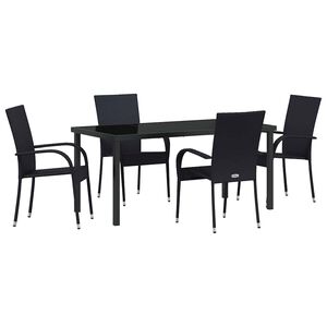 vidaXL Hage Spisegruppe 5 pcs Svart Pulverlakkert st&aring;l
