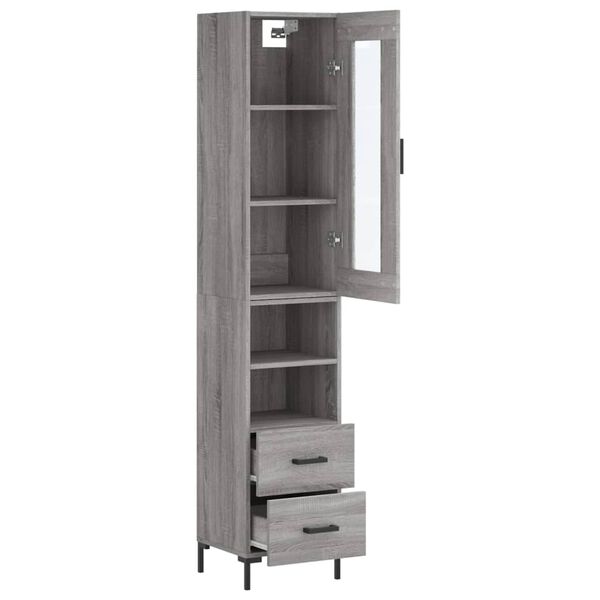 vidaXL Highboard gr&aring; sonoma 34,5x34x180 cm konstruert tre