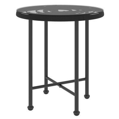 vidaXL Spisebord svart Ø50 cm herdet glass og stål