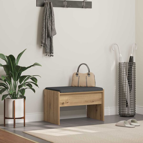 vidaXL Gangbenk med pute Artisan Eik 63 x 38 x 40 cm