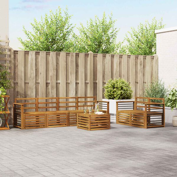 vidaXL Sofasett 7 pcs Naturlig Solid akasietre