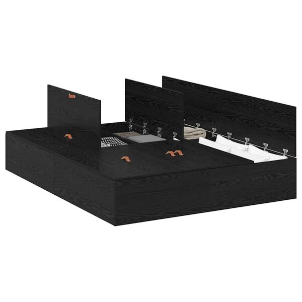 vidaXL Seng med lagring Svart Eik 160 x 200 cm Konstruert tre