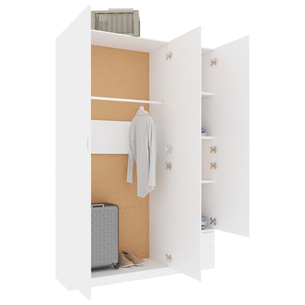 vidaXL Garderobe med 3 d&oslash;rer hvit 120x50x180 cm sponplate